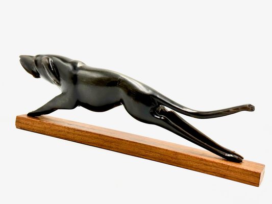 Vintage Art Deco Style Carved Hunting Dog Figurine, 1950s-ZCY-1736836