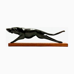 Vintage Art Deco Style Carved Hunting Dog Figurine, 1950s-ZCY-1736836