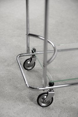 Vintage Art Dèco Tubular Steel Chrome Plated and Glass Bar Cart, 1950s-ZAA-1306450