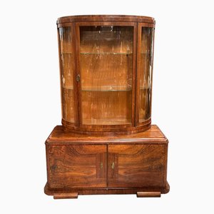 Vintage Art Deco Walnut Glass Cabinet, 1930s-XSL-2023553