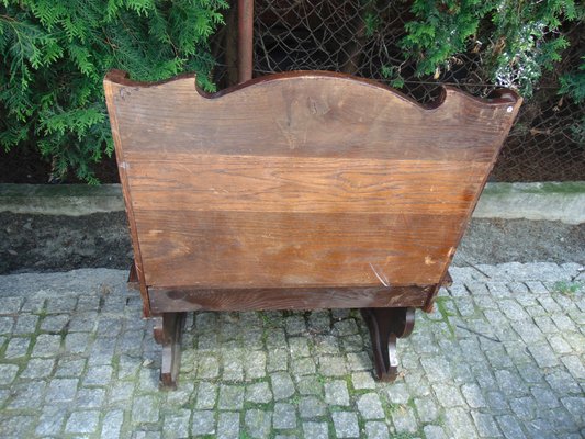 Vintage Art Deco Wooden Bench-CAQ-691398