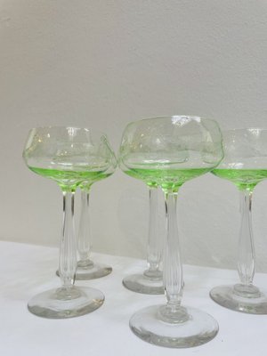 Vintage Art Nouveau Crystal Glasses in Uranium Glass from Villeroy & Boch, 1920s, Set of 5-RZY-2033654