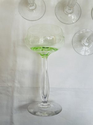 Vintage Art Nouveau Crystal Glasses in Uranium Glass from Villeroy & Boch, 1920s, Set of 5-RZY-2033654