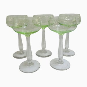 Vintage Art Nouveau Crystal Glasses in Uranium Glass from Villeroy & Boch, 1920s, Set of 5-RZY-2033654