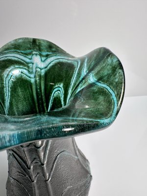 Vintage Art Nouveau Iridescent Glass Flower Vase Green from Weinfurtner Glashütten, Germany, 1980s-VTK-2020048