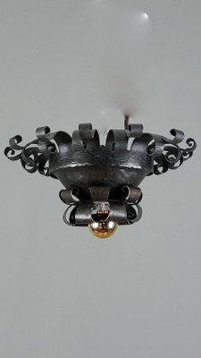 Vintage Austrian Wrought Iron Ceiling Lamp by Josef Schmirler-KEG-973905