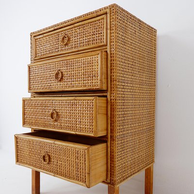 Vintage Bamboo and Rattan Chest of Drawers, 1960s-NYF-2018986