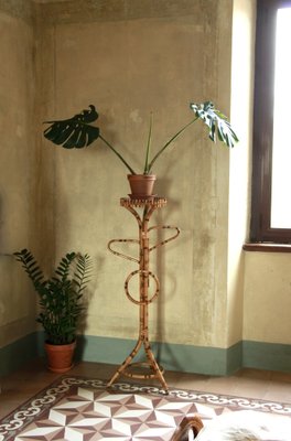 Vintage Bamboo and Wicker Stand, Italy, 1960s-HUY-1751679