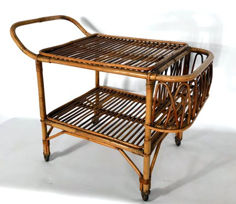 Vintage Bamboo Bar Trolley, 1950s, Italy-OT-1049631