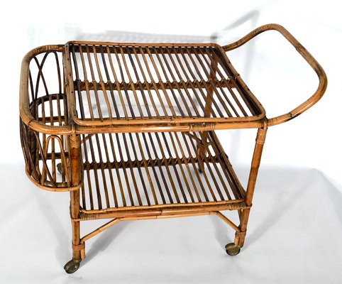 Vintage Bamboo Bar Trolley, 1950s, Italy-OT-1049631