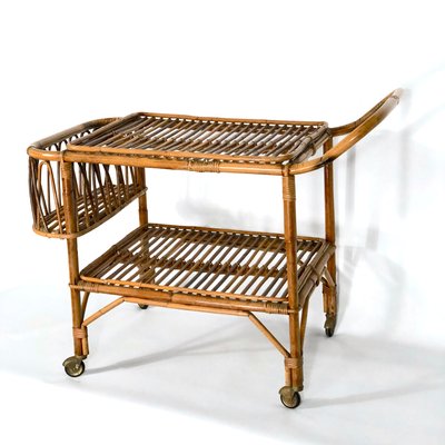 Vintage Bamboo Bar Trolley, 1950s, Italy-OT-1049631