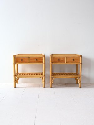 Vintage Bamboo Bedside Tables, 1960s, Set of 2-QWP-2035455