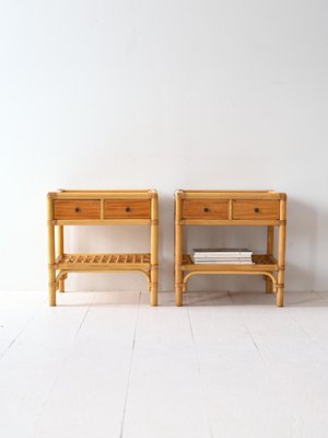 Vintage Bamboo Bedside Tables, 1960s, Set of 2-QWP-2035455