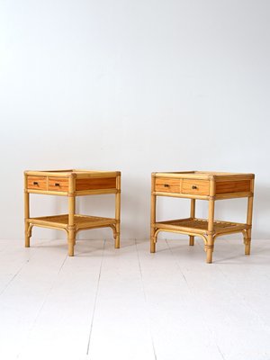 Vintage Bamboo Bedside Tables, 1960s, Set of 2-QWP-2035455