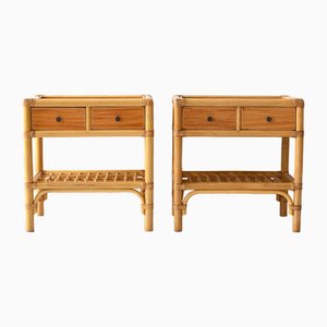 Vintage Bamboo Bedside Tables, 1960s, Set of 2-QWP-2035455