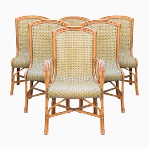 Vintage Bamboo Chairs, 1970s, Set of 6-NZV-1723917