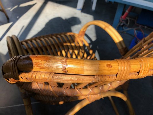 Vintage Bamboo Lounge Chair, 1980s-QJM-1822497