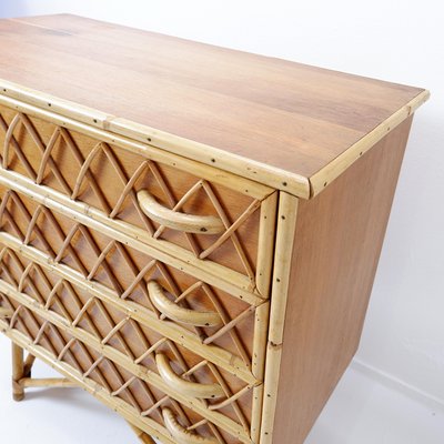 Vintage Bamboo Rattan and Wicker Cane Chest of Drawers-NYF-2019098