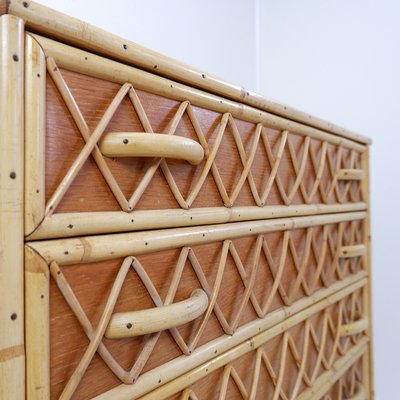 Vintage Bamboo Rattan and Wicker Cane Chest of Drawers-NYF-2019098