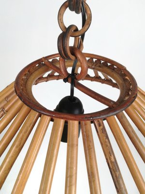 Vintage Bamboo & Rattan Pendant Light, Italy, 1960s-UIW-1408378