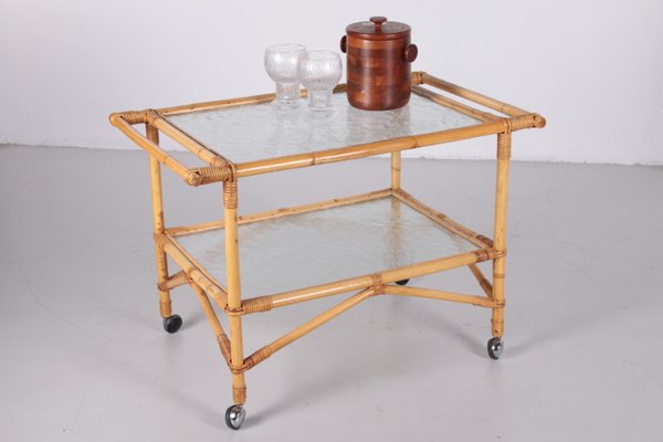 Vintage Bamboo Trolley and Serving Trolley, 1960s-EZZ-928418