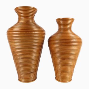 Vintage Bamboo Vases, 1980s, Set of 2-BH-2019950