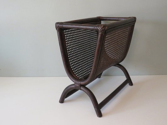 Vintage Bamboo & Webbing Magazine Rack, Italy, 1960s-UKG-1378324