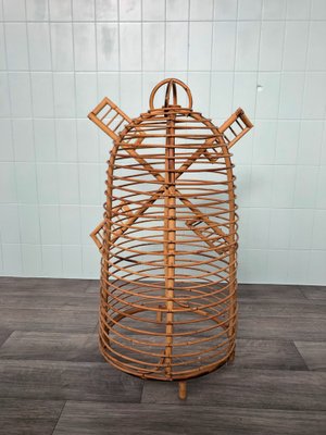 Vintage Bamboo Windmill Flower Display Stand, Italy, 1970s-FOV-1742349