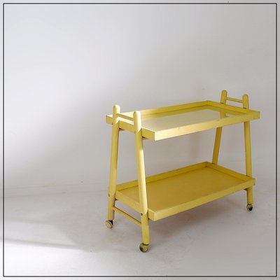 Vintage Bar Cart in Yellow Lacquered Wood-NYF-2018939