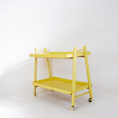 Vintage Bar Cart in Yellow Lacquered Wood-NYF-2018939