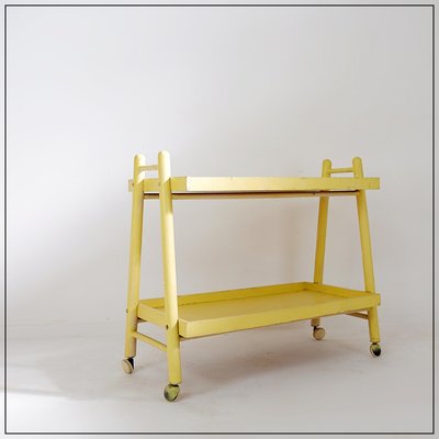 Vintage Bar Cart in Yellow Lacquered Wood-NYF-2018939