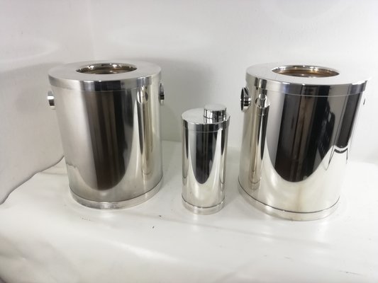 Vintage Bar Set in Silver Metal, 1960s, Set of 3-HNE-1812797