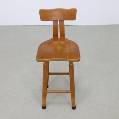 Vintage Bar Stool in Wood, 1970s, Set of 4-RZV-2034014