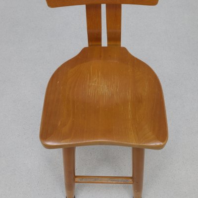 Vintage Bar Stool in Wood, 1970s, Set of 4-RZV-2034014