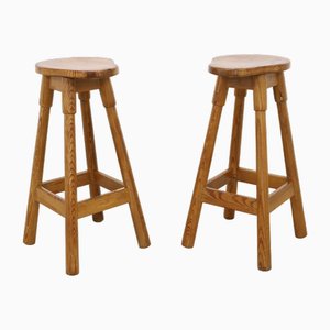 Vintage Bar Stools in Pinewood, 1970s, Set of 2-RZV-1798735