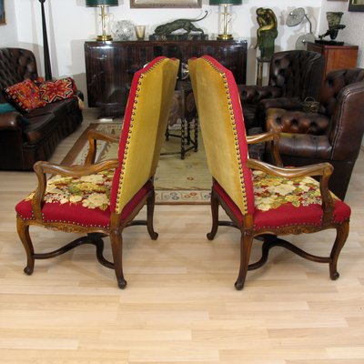 Vintage Baroque Style Embroidered Armchairs, Set of 2-YGE-580458