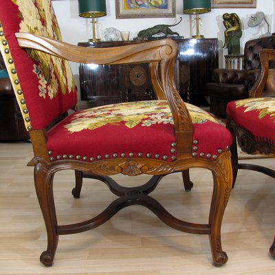 Vintage Baroque Style Embroidered Armchairs, Set of 2-YGE-580458