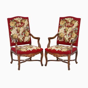 Vintage Baroque Style Embroidered Armchairs, Set of 2-YGE-580458