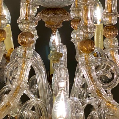 Vintage Baroque Style Gold and Murano Glass Chandelier, 1930s-HWV-584476