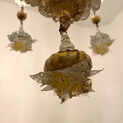 Vintage Baroque Style Gold and Murano Glass Chandelier, 1930s-HWV-584476