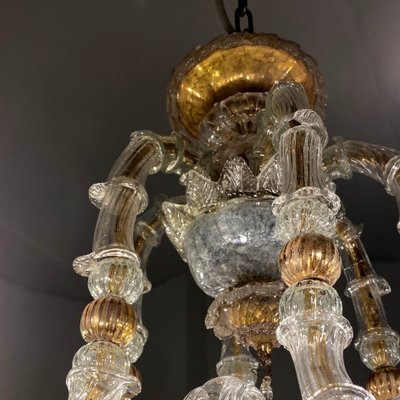 Vintage Baroque Style Gold and Murano Glass Chandelier, 1930s-HWV-584476