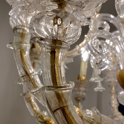 Vintage Baroque Style Gold and Murano Glass Chandelier, 1930s-HWV-584476