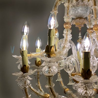 Vintage Baroque Style Gold and Murano Glass Chandelier, 1930s-HWV-584476