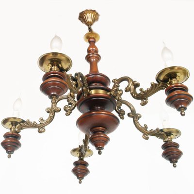 Vintage Baroque Style Lacquered Walnut and Walnut Ceiling Lamp, 1950s-NJV-715421