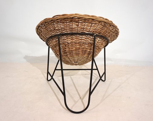 Vintage Basket Chairs in Rattan, 1960s, Set of 2-HUW-1794654