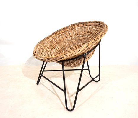 Vintage Basket Chairs in Rattan, 1960s, Set of 2-HUW-1794654