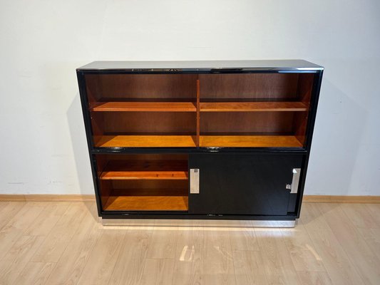 Vintage Bauhaus Office Cabinet in Black Lacquer and Mahogany, 1930-NNB-1772829