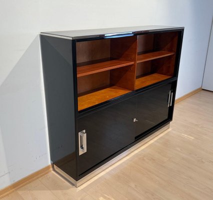 Vintage Bauhaus Office Cabinet in Black Lacquer and Mahogany, 1930-NNB-1772829