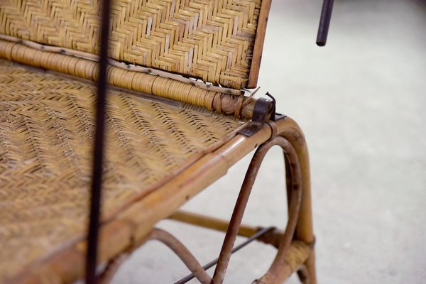 Vintage Bauhaus Rattan Chair with Ottoman by Erich Dieckmann, 1930s, Set of 2-ZAA-746022