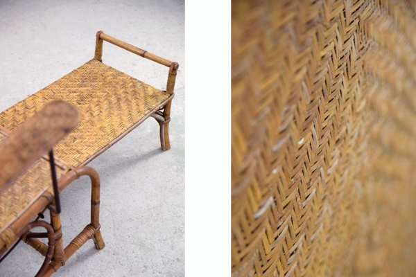 Vintage Bauhaus Rattan Chair with Ottoman by Erich Dieckmann, 1930s, Set of 2-ZAA-746022